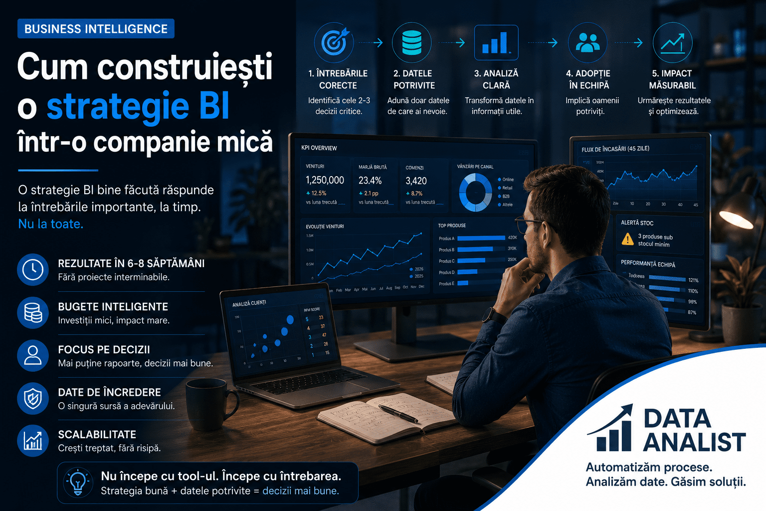 Strategie BI într-o companie mică — abordare practică pentru SMB cu buget limitat, fără framework-uri enterprise